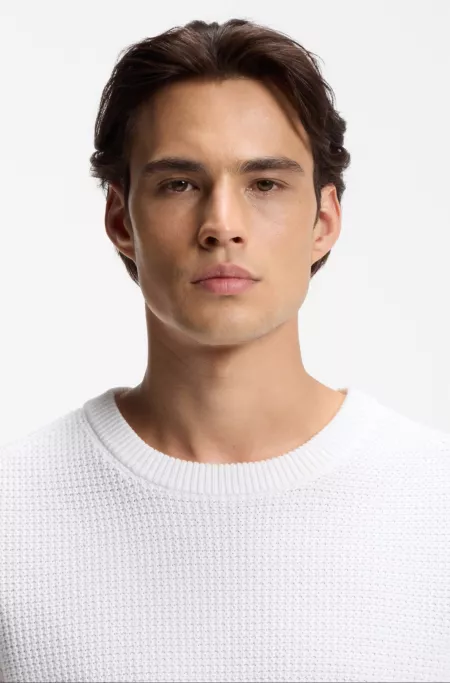 Waffle-knit sweater in cotton