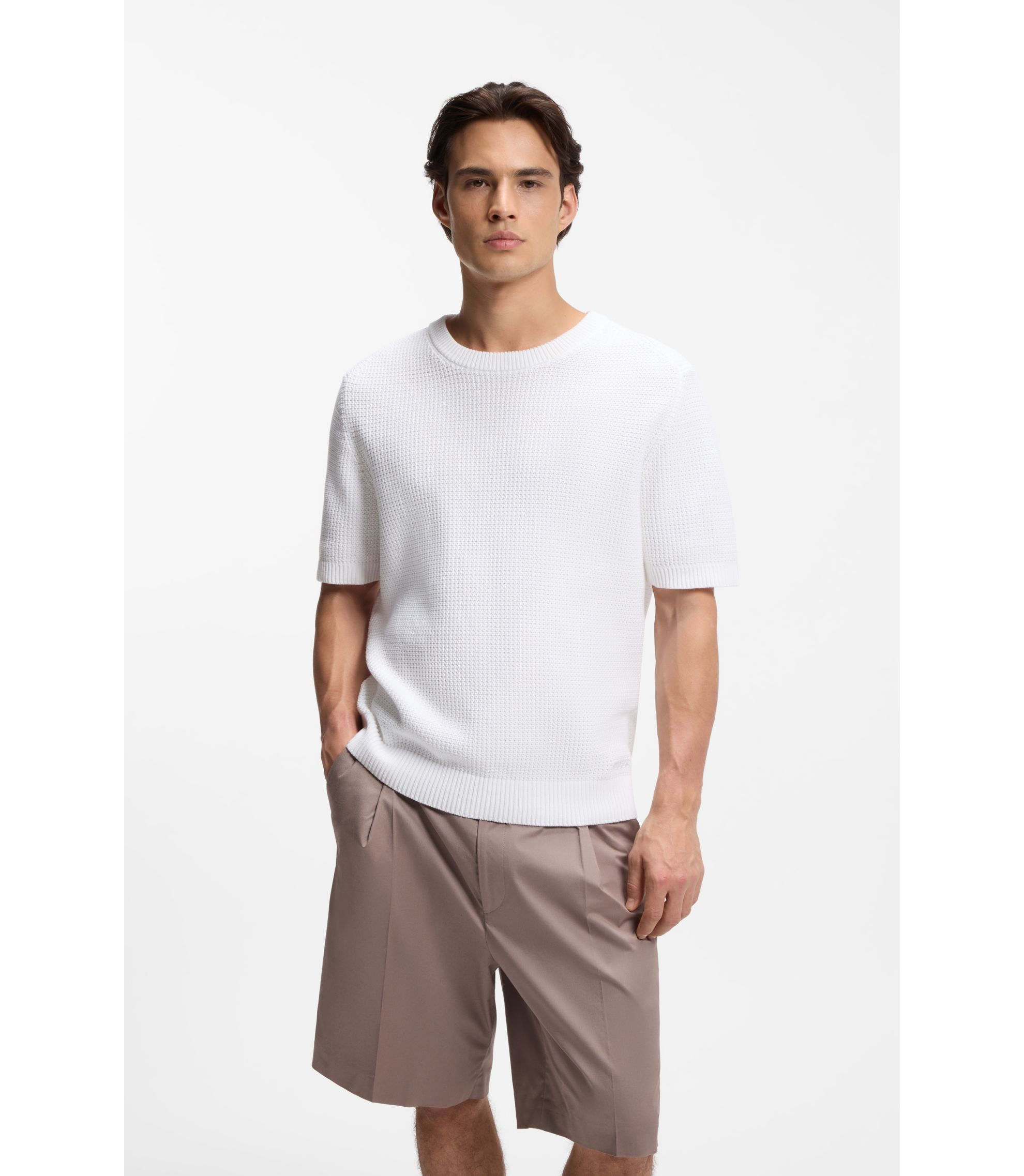 Pullover aus Baumwolle mit Waffelstrick