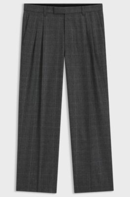 Relaxed-fit trousers in checked stretch wool, Grey