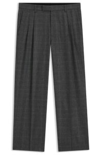 Relaxed-fit trousers in checked stretch wool, Grey
