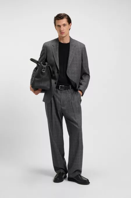 Relaxed-fit trousers in checked stretch wool