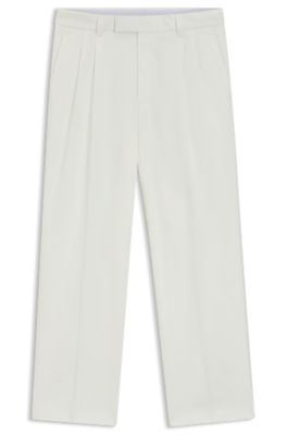 Relaxed-fit trousers in mercerised stretch cotton, White
