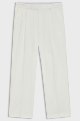 Relaxed-fit trousers in mercerised stretch cotton, White