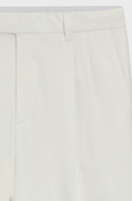 Relaxed-fit trousers in mercerised stretch cotton, White
