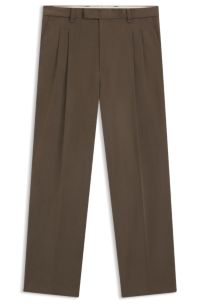 Relaxed-fit trousers in mercerised stretch cotton, Brown