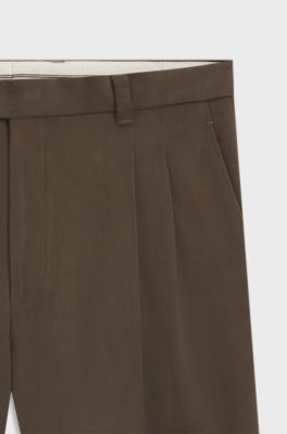 Relaxed-fit trousers in mercerised stretch cotton, Brown
