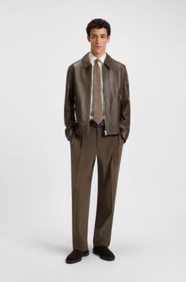 Relaxed-fit trousers in mercerised stretch cotton, Brown
