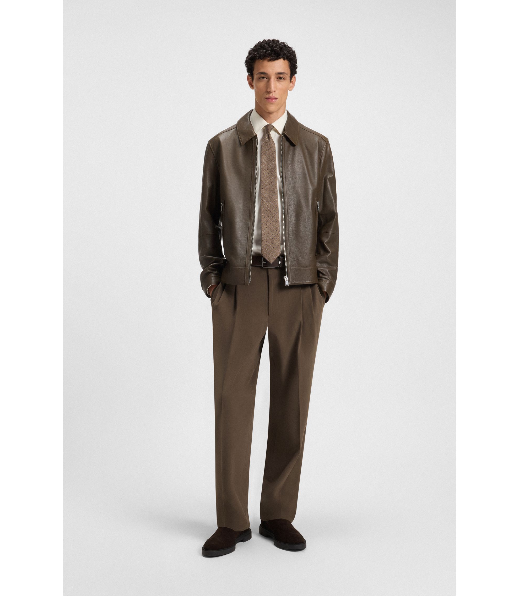 BOSS ブラウン レザー パンツ UK52 BOSS ブラウン レザー パンツ UK52 - メルカリ