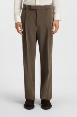 Relaxed-fit trousers in mercerised stretch cotton, Brown