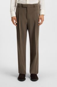 Relaxed-fit broek van gemerceriseerde stretchkatoen, Bruin