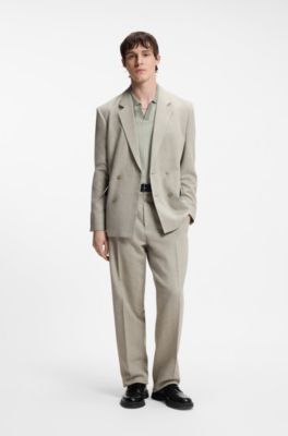 Johhny-collar sweater in cotton and linen, Light Green