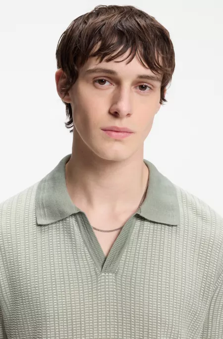 Jersey con cuello Johny en algodón y lino