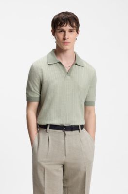 Maglione in cotone e lino con colletto Johnny, Calce