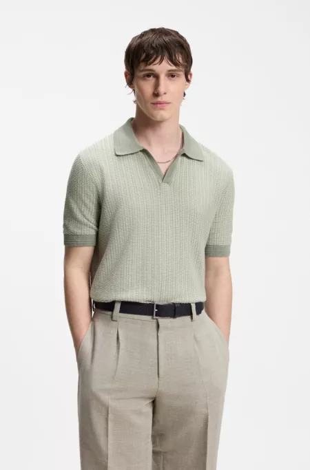 Jersey con cuello Johny en algodón y lino