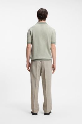 Maglione in cotone e lino con colletto Johnny, Calce