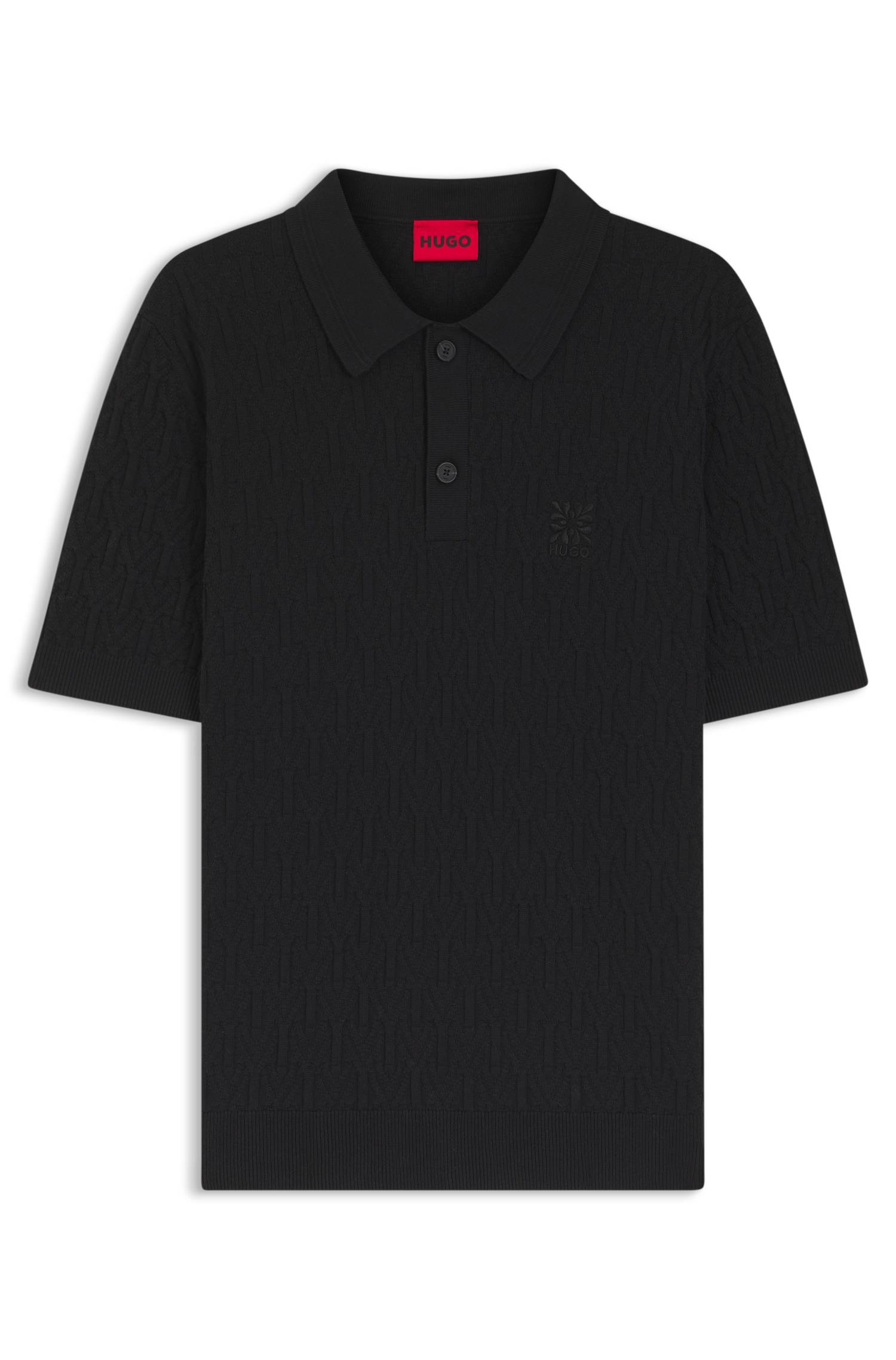 Hugo Knitted-cotton sweater with polo collar tröjor herr – bild 4