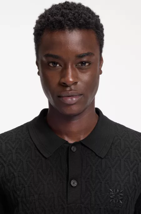 Jersey de punto de algodón con cuello de polo