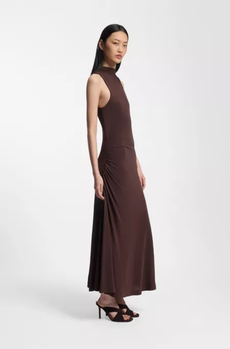 Slim-fit jersey dress with gathered details