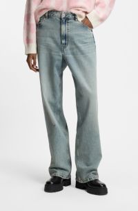 Relaxed-fit jeans in ocean-blue rigid denim, Light Blue
