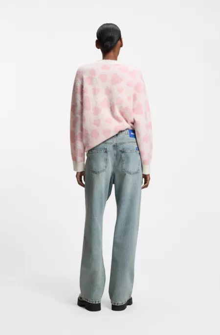 Relaxed-fit jeans in ocean-blue rigid denim