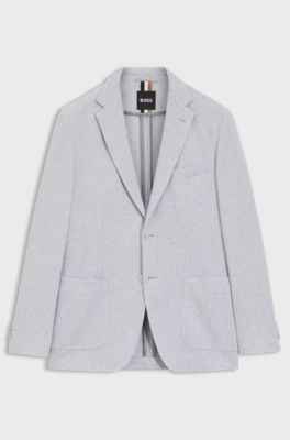 Regular-fit blazer van een katoenmix met visgraatdessin, Zilver