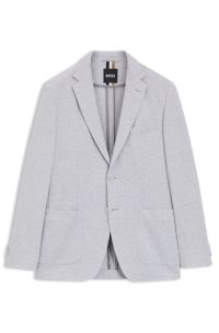 Regular-fit blazer in a herringbone cotton blend, Silver