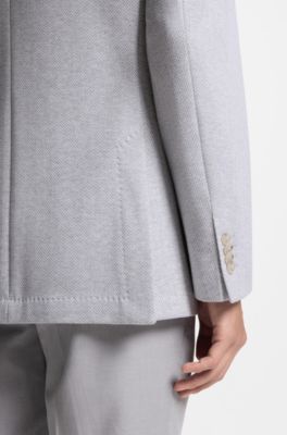 Regular-fit blazer in a herringbone cotton blend, Silver