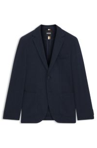 Regular-fit blazer van een katoenmix met visgraatdessin, Donkerblauw