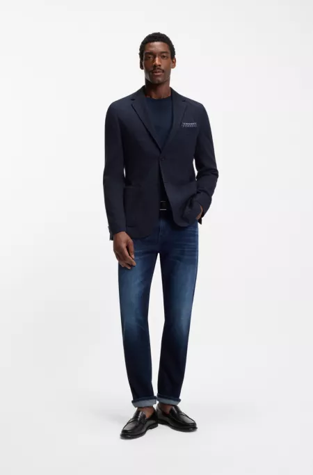 Regular-fit blazer in a herringbone cotton blend
