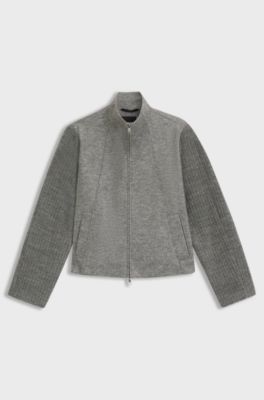 Modern-fit blazer in boiled virgin wool, Grey