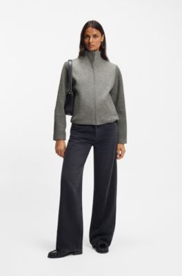 Modern-fit blazer in boiled virgin wool, Grey