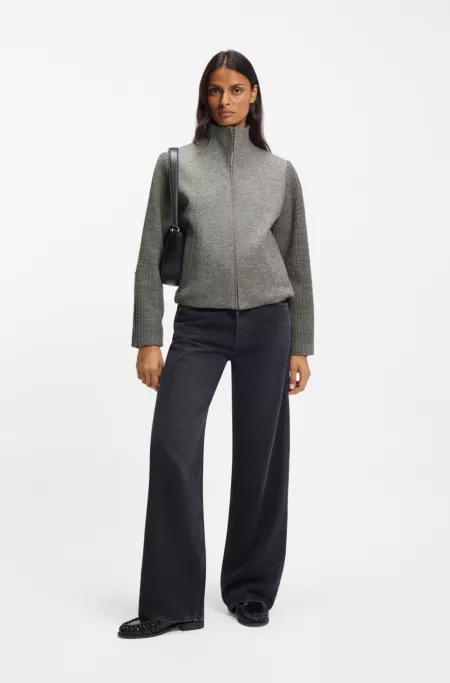 Modern-fit blazer in boiled virgin wool