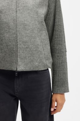 Modern-Fit Jacke aus gekochter Schurwolle, Grau