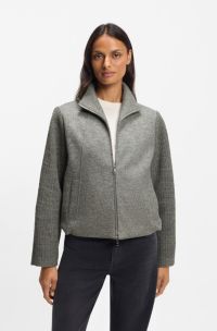 Modern-fit blazer in boiled virgin wool, Grey