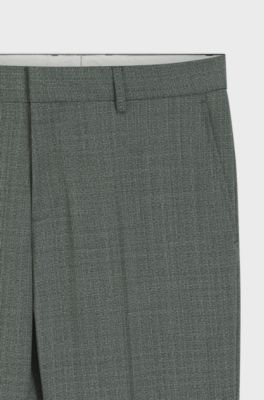 Slim-fit trousers in patterned virgin wool, Light Green
