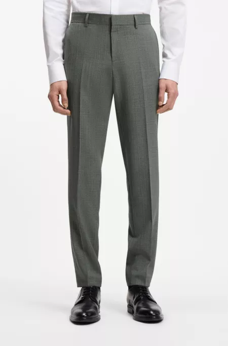 Slim-fit trousers in patterned virgin wool