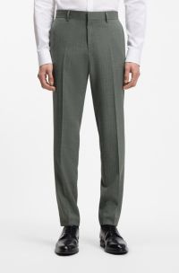 Slim-fit trousers in patterned virgin wool, Light Green