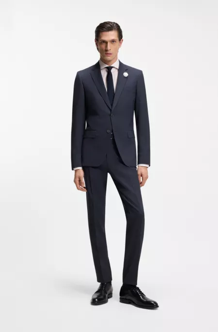 Slim-fit trousers in patterned virgin wool