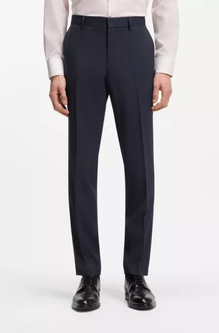 Slim-fit trousers in patterned virgin wool