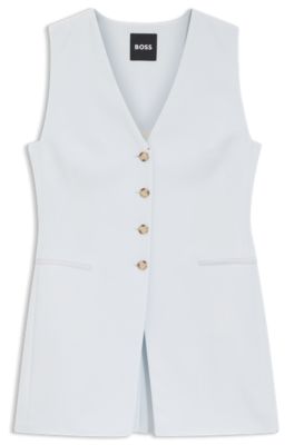 Slim-fit blazer with sleeveless styling, Light Blue