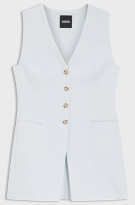 Slim-fit blazer with sleeveless styling, Light Blue
