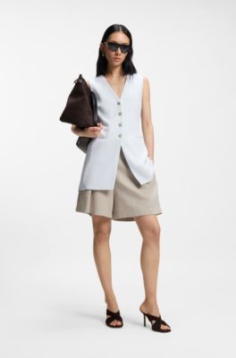 Blazer slim fit senza maniche, Celeste