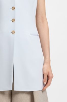 Slim-fit blazer with sleeveless styling, Light Blue