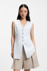 Slim-fit blazer with sleeveless styling, Light Blue