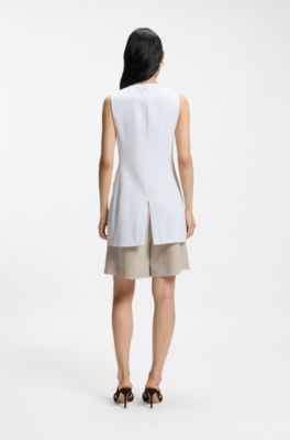 Slim-fit blazer with sleeveless styling, Light Blue