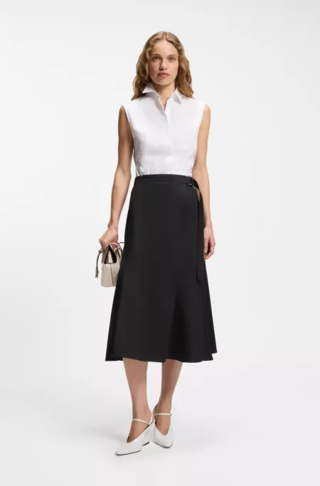 Falda evasé cruzada en algodón elástico