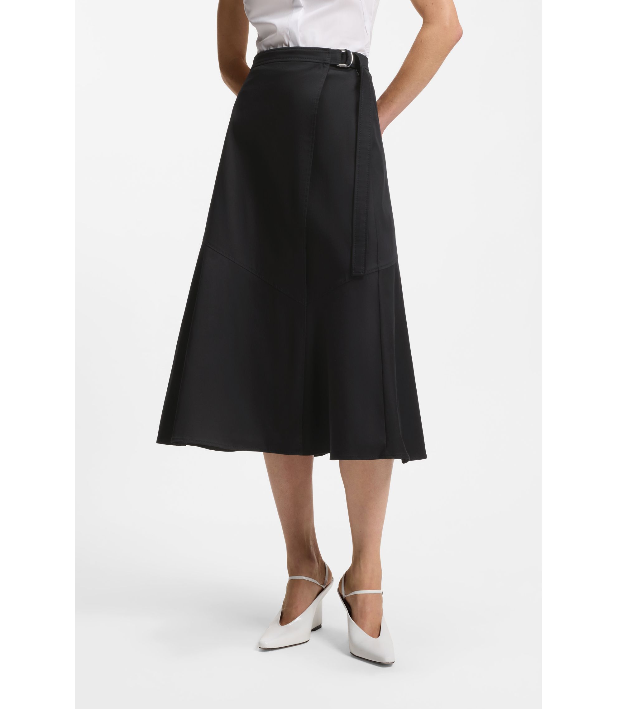 A-Linien-Wickelrock aus Stretch-Baumwolle