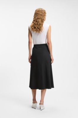 A-line wrap skirt in stretch cotton, Black