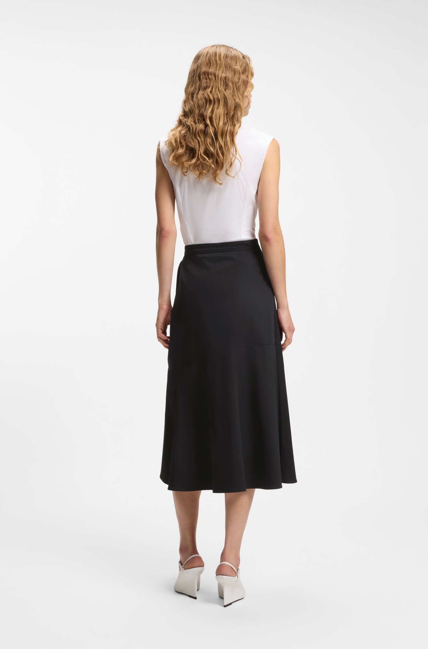 Boss A-line wrap skirt in stretch cotton kjolar dam – bild 2