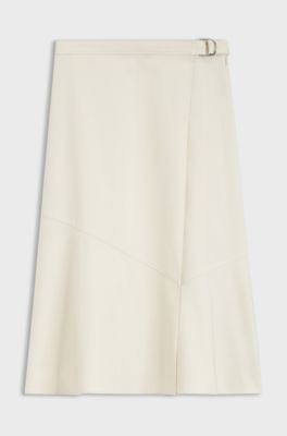 A-line wrap skirt in stretch cotton, Natural